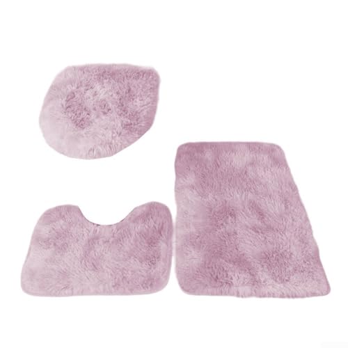 Komplettes 3-teiliges Badezimmerteppich-Set, weiche Mikrofaser, rutschfeste Matte und WC-Sitzbezug für Komfort (Rosa) von Floweringbeter