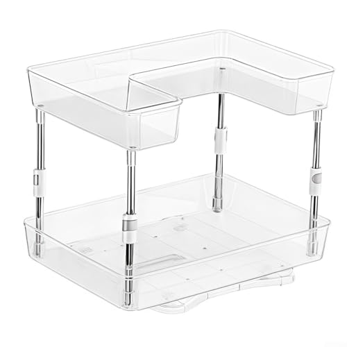 Lazy Susan Drehbares Tablett Gewürzregal Organizer für Küche und Badezimmer Aufbewahrungslösung (2 Ebenen) von Floweringbeter