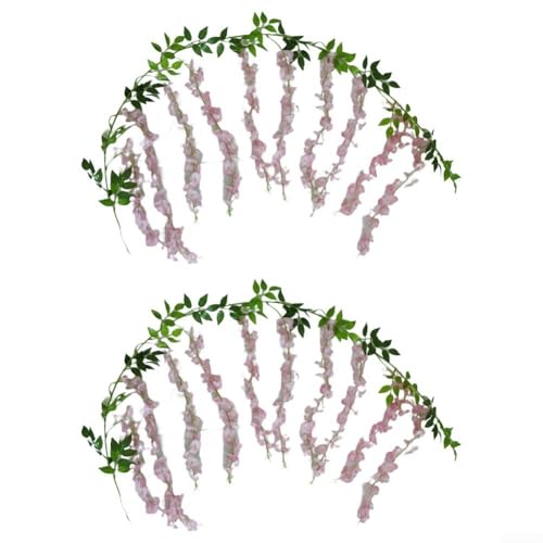 Lebensechte künstliche Glyzinien-Ranken, 2 Stück, perfekt für kreative Dekoration, für Hochzeiten und Zuhause, bietet 1 8 Meter flexibles, schönes Display (hellrosa) von Floweringbeter