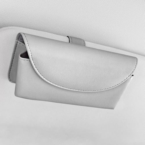 Magnetischer Auto-Sonnenbrillenclip mit PU-Leder-Finish und Clip auf der Rückseite für bequeme und sichere Aufbewahrung (grau) von Floweringbeter