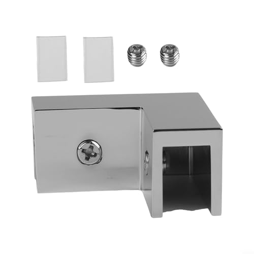 Messing Duschtürklemme quadratisch und elegant, für 812 mm gehärtetes Glas, kompatibel mit 90 Grad Winkel Design (Chrom) von Floweringbeter