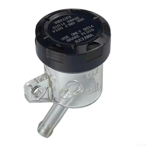 Motorrad-Bremsflüssigkeitsbehälter aus CNC-Aluminium, transparent, entworfen für die Lenkerinstallation und kompatibel mit mehreren Motorrad-Bremssystemen (Slant All Black) von Floweringbeter