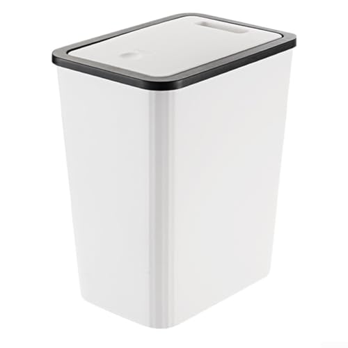 Mülleimer mit Druckdeckel für Badezimmer, Küche, Wohnzimmer, kompakte Größe für kleine Räume, effektive Barriere (Kaffee (weiß (mit Deckel)) von Floweringbeter
