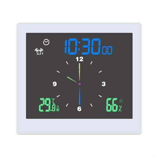 Multifunktions-Digitalwecker mit Temperatur- und Feuchtigkeitsmonitor, für Schlafzimmer oder Büro (weiß) von Floweringbeter