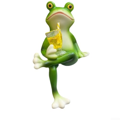 Outdoor Mini Frosch Pflanzenhalter Harz Gartenfigur für Terrasse Balkon Dekoration Wetterbeständig Kleiner Blumentopf Zubehör (Take Cup) von Floweringbeter