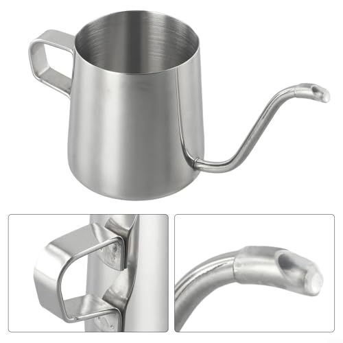 Pour Over Kaffeekessel mit langem schmalem Auslauf 304 Edelstahl-Konstruktion für gleichmäßiges Brühen (silberfarben, 250 ml) von Floweringbeter