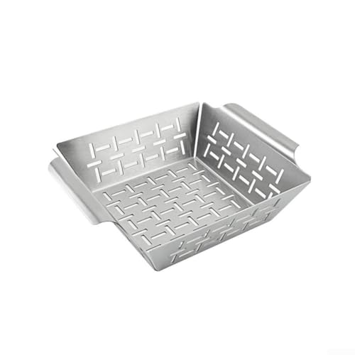 Quadratische Grillpfanne aus Edelstahl, effektiv zum Grillen kleinerer Zutaten und einfache Reinigung (klein) von Floweringbeter