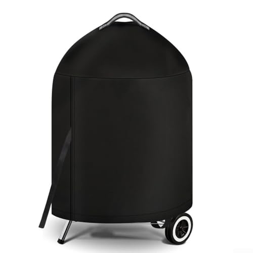 Robuste Grillabdeckung für Weber 45,7 cm Holzkohle-Kugelgrills, wasserdichtes 210D-Polyestergewebe mit windabweisenden sicheren Befestigungsgurten (74 x 74 x 97 cm) von Floweringbeter