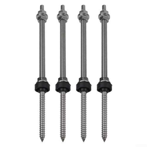 Robuste Stockschrauben M10 mit Edelstahl-Sicherungsmutter für Solaranwendungen (M10 x 250 mm, 4 Stück) von Floweringbeter