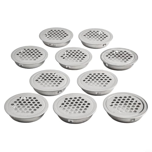 Runde Lüftungsschlitzabdeckungen aus Edelstahl für Schränke und Schuhschränke, 10 Stück Netz-Design (Silber 35 mm) von Floweringbeter