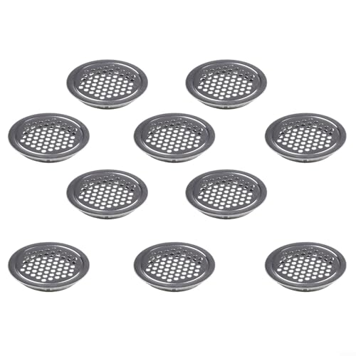 Runde Lüftungsschlitzabdeckungen aus Edelstahl für Schränke und Schuhschränke, 10 Stück Netz-Design (Silber 53 mm) von Floweringbeter