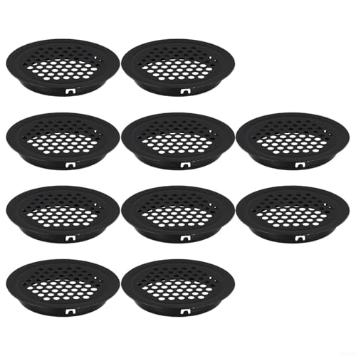 Runde Lüftungsschlitzabdeckungen aus Edelstahl für Schränke und Schuhschränke, 10 Stück Netz-Design (schwarz 25 mm) von Floweringbeter