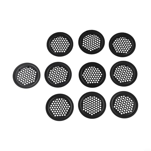 Runde Lüftungsschlitzabdeckungen aus Edelstahl für Schränke und Schuhschränke, 10 Stück Netz-Design (schwarz 53 mm) von Floweringbeter