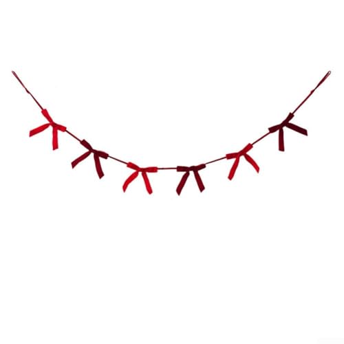 Samt-Girlande für Weihnachtsbaum, Kamin, Treppe und Veranstaltungen, 1,5 m, Rot + Weinrot von Floweringbeter