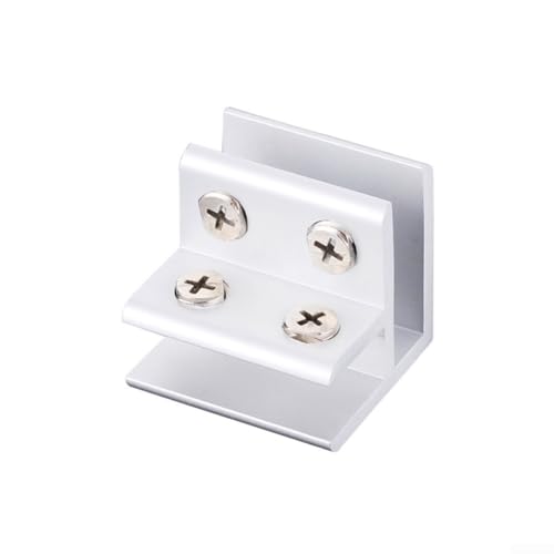 Schlankes Design, Aluminium-Glasklemmen, 2er-Set, perfekte Lösung für Badezimmer-Regal-Installationen (2-Wege-Ecke) von Floweringbeter