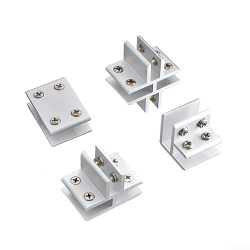 Schlankes Design, Aluminium-Glasklemmen, 2er-Set, perfekte Lösung für Badezimmer-Regal-Installationen (2-Wege-flach) von Floweringbeter