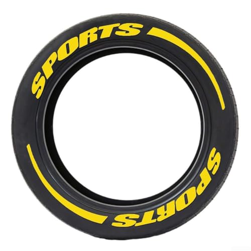 Set mit 4 Autos und Motorrädern mit DIY-Buchstaben-Design, hergestellt aus PVC-Material, geeignet für die meisten Reifen mit direkter und einfacher Installation (gelb) von Floweringbeter