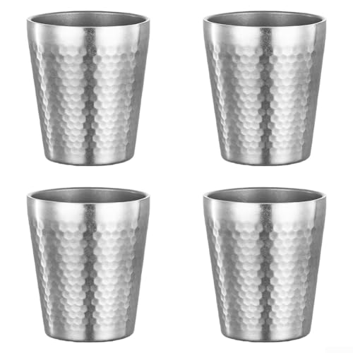 Set mit 4 Edelstahlbechern, 175 ml, doppellagig, stapelbar, isoliert, für Camping, Picknick, Outdoor-Aktivitäten und Reisen (Silber) von Floweringbeter