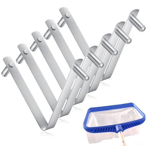 Set mit 5 Stück für Pool-Stangen-Clips, Edelstahl, V-förmiges Design für starke und sichere Befestigung, mit für Pool- und Spa-Bürsten, passend für Stangen mit Standarddurchmesser (5 Stück) von Floweringbeter