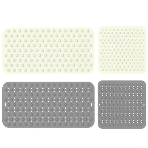 Silikon-Badezimmermatte mit Saugnäpfen und Abflusslöchern für rutschfeste Sicherheit in der Dusche und für Wannenbereiche, entworfen für Stabilität und Sauberkeit (B) von Floweringbeter