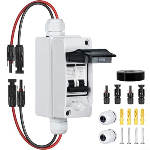 Solar-Trennschalter für Paneele, DC 400 V, 2-polig, mit IP65 wasserdichtem Gehäuse, geeignet für Photovoltaik- und Wohnmobil-Solarsysteme (32 A) von Floweringbeter