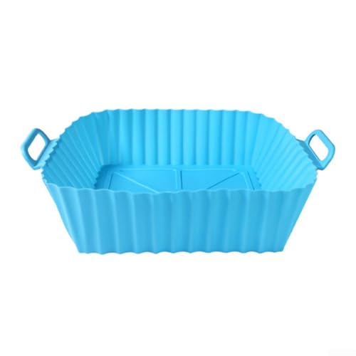 Vier Silikon-Backmatten für Luftfritteuse, quadratische Tabletts, 21 x 18 x 3 cm, nicht flexibel, hitzebeständig, Matten zum Backen (blau) von Floweringbeter