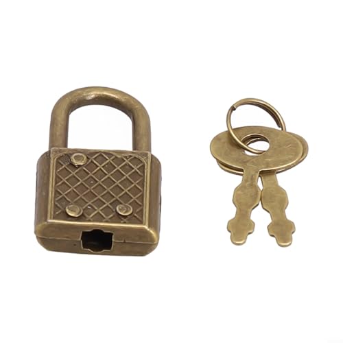 Vorhängeschloss mit Schlüssel, Antik-Bronze, zur Sicherung von Gepäck und Gegenständen, stilvolles Vintage-Design (Gold) von Floweringbeter