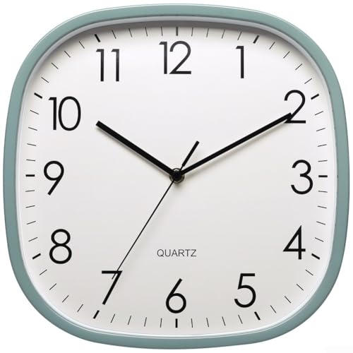 Wanduhr 30,5 cm quadratisch, batteriebetrieben mit großem Display und Quarzwerk für Zuhause, Büro, Wandhalterung (grün) von Floweringbeter
