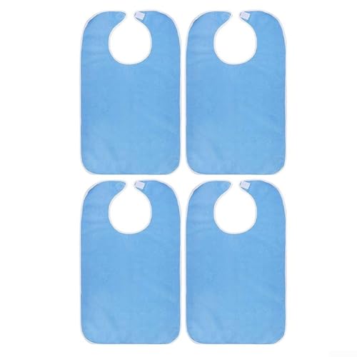 Wasserdichte Latzschürze für Senioren mit verstellbarer Passform, um Kleidung während des Fütterns und des täglichen Gebrauchs trocken und sauber zu halten (blau) von Floweringbeter
