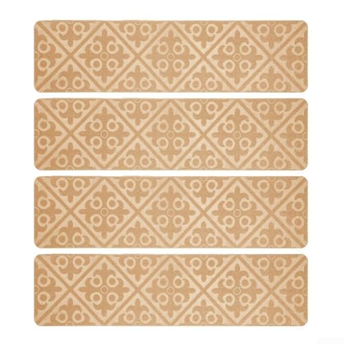 Wiederverwendbare Stufenmatten mit rutschfestem Design für zusätzliche Sicherheit, leicht zu reinigen und anpassbare Passform (Beige) von Floweringbeter