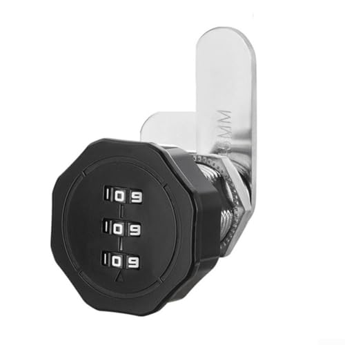 Zahlenschloss mit Drehzunge aus Zinklegierung mit zurücksetzbarem 3-stelligem Code zur Verwendung auf 120 mm Platten, geeignet für Wohnwagen, Wohnmobile, Boote und mehr (schwarz) von Floweringbeter