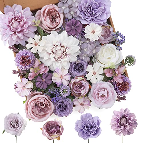 Floweroyal Künstliche Blumen Lila Seidenblumen Mischen Sie Dahlienrosen mit Stielen für DIY Hochzeits-Brautsträuße, Babydusche, Blumengesteck, Tischdekoration, Heimdekorationen. Floweroyal Künstliche Blumen Lila Seidenblumen Mischen Sie Dahlienrosen mit Stielen für DIY Hochzeits-Brautsträuße, Babydusche, Blumengesteck, Tischdekoration, Heimdekorationen. von Floweroyal
