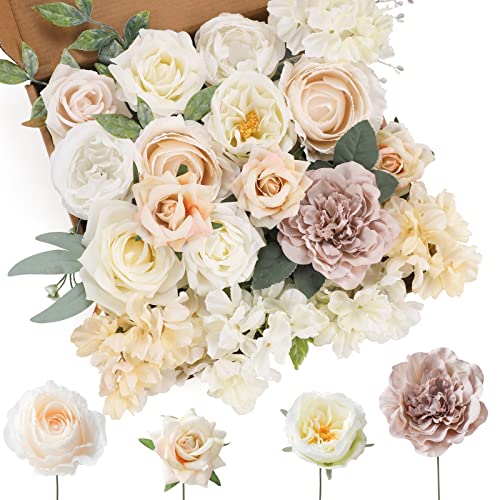 Floweroyal Künstliche Blumen Weiss Seidenblumen Mischen Sie Dahlienrosen mit Stielen für DIY Hochzeits-Brautsträuße, Babydusche, Blumengesteck, Tischdekoration, Heimdekorationen. Floweroyal Künstliche Blumen Weiss Seidenblumen Mischen Sie Dahlienrosen mit Stielen für DIY Hochzeits-Brautsträuße, Babydusche, Blumengesteck, Tischdekoration, Heimdekorationen. von Floweroyal