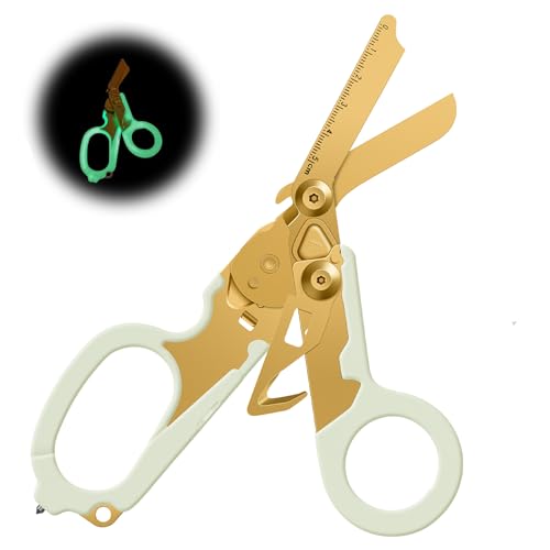 Emergency Shears mit Strap Cutter und Glass Breaker Faltbare Scherenzange aus Edelstahl, Outdoor Camping Rescue Scissors Tools von Flrmingigigi