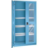 LISTA Flügeltürschrank mit Sichtfenster, (BxTxH) 1000x500x1950mm, 4 Verstellböden, lichtblau, KEY Lock von Lista