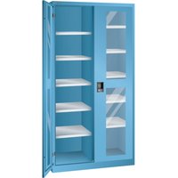 LISTA Flügeltürschrank mit Sichtfenster, (BxTxH) 1000x580x1950mm, 10 Verstellböden, lichtblau, KEY Lock von Lista