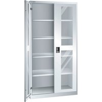 LISTA Flügeltürschrank mit Sichtfenster, (BxTxH) 1000x580x1950mm, 4 Verstellböden, lichtgrau, KEY Lock von Lista