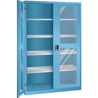 LISTA Flügeltürschrank mit Sichtfenster, (BxTxH) 1250x580x1950mm, 4 Verstellböden, lichtblau, KEY Lock von Lista