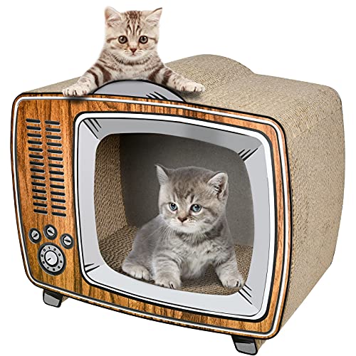 TV-Katzenkratzbrett aus Karton, Lounge-Bett, Katzenkratzbrett, Langlebige Brettpolster verhindern Möbelschäden, Holz… von FluffyDream