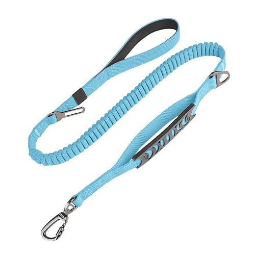 Reflektierende Hundeleine mit gepolstertem und verkehrsbezogenem Griff, 90 - 152 cm, robuste Nylonleine mit Autositzschnalle (schwarz) (Blau) von FluffyFavPets