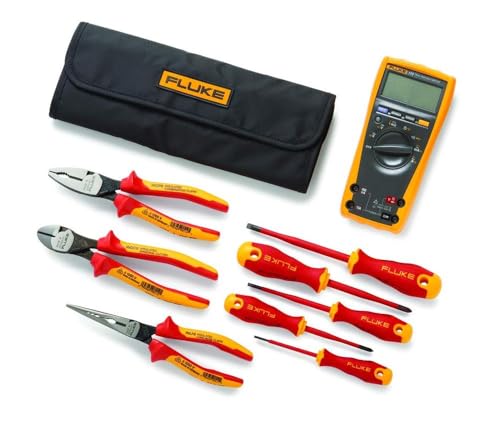 Echteffektiv-Multimeter Fluke 179 + Starter-Kit mit Handwerkzeugen (5 isolierte Schraubendreher und 3 isolierte Zangen und Wickeltasche) von Fluke