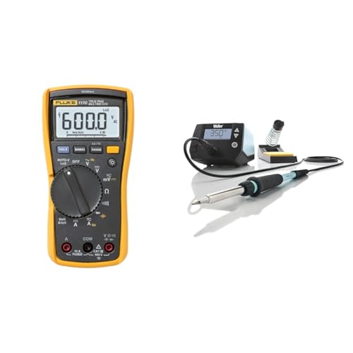 Fluke 117 Digitaler Multimeter, LCD, 6000 Ziffern CAT III 600 V & Weller WE 1010 (T0053298699) 70 W/230 V Digital 1-Kanal-Lötstation, Temperaturbereich 100°C – 450°C von Fluke