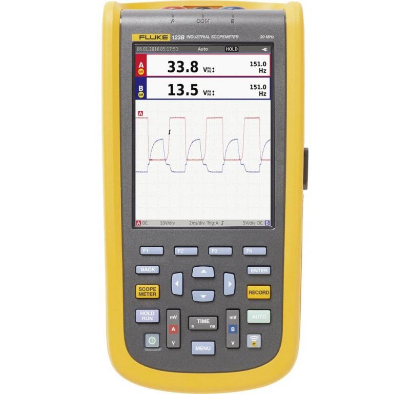 Fluke Spannungsprüfer Fluke 123B/EU Hand-Oszilloskop 20 MHz 2-Kanal 4 kSa/s Multimeter-Fu, (123B/EU) von Fluke