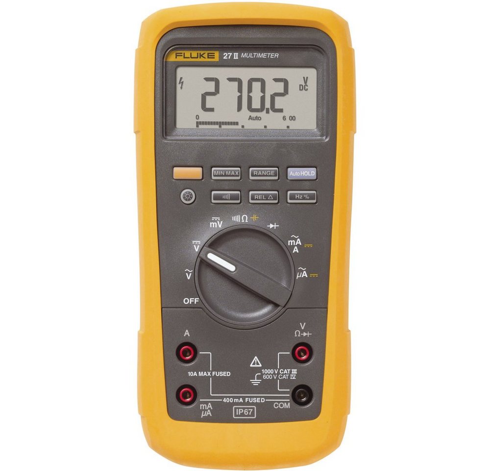 Fluke Spannungsprüfer Fluke 27II/EUR Hand-Multimeter digital Wasserdicht (IP67) CAT III 100, (27II/EUR) von Fluke