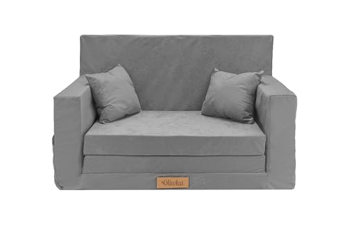 Flumi Personalisierte Kindercouch Kindersofa mit Schlaffunktion 3in1 Gravur Kindername - Kinder Sofa für Kinderzimmer - Schlafsessel mit Bettfunktion - Microfaser Kindermöbel 92x40x60 von Flumi