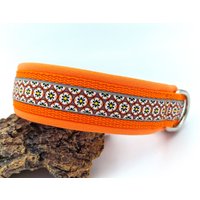 Hundehalsband Blumen Orange von FluseHundedesign
