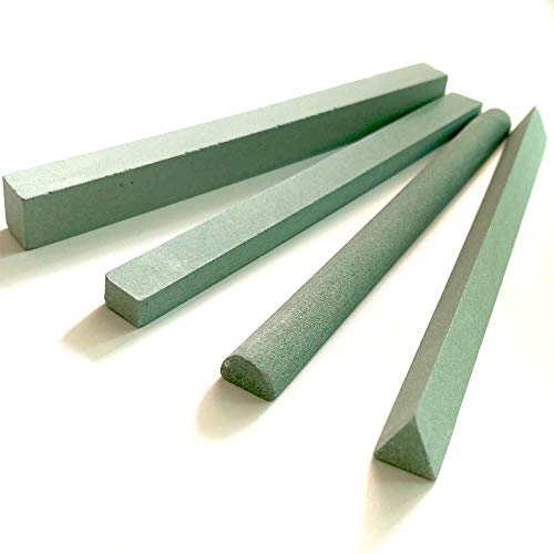 Flushbay Stück Schleifstein Set Verschiedene Formen Meißel Schärfen Stein Kit Holz Schnitzen Messer Schärfer Werkzeug Verschiedene Formen Schärfen Steine Polierstein Set (Grün) von Flushbay