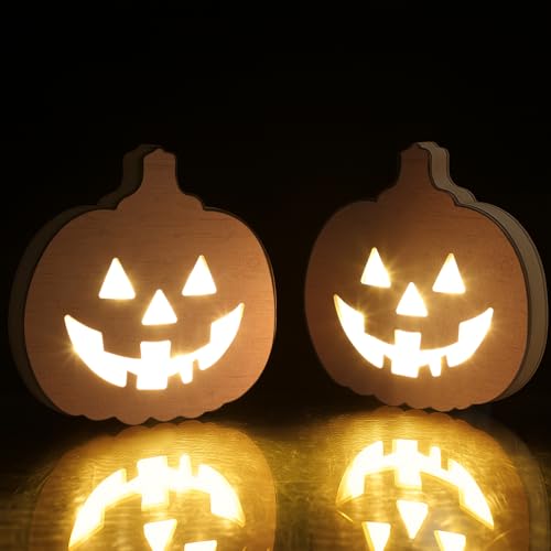 Flutesan 1 x Halloween-Kürbis-Tischdekoration, batteriebetriebener Kürbis für Thanksgiving, Halloween, Zuhause, Küche, Schreibtisch, Tisch, Kamin, Innen- und Außenbereich, 1 Stück von Flutesan