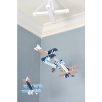 Flugzeug Kinderzimmer Mobile Doppeldecker Custom Holz Flug Thema Dekor Luftfahrt Transport Vintage Reise Baby Shower Geschenk von FlutterBunnyBoutique