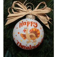 Bunte Truthahn Ornament, Handgemalte Glas Thanksgiving Glasverzierung, Personalisierte Verzierung, Herbstdekoration von FlutterbyConnections